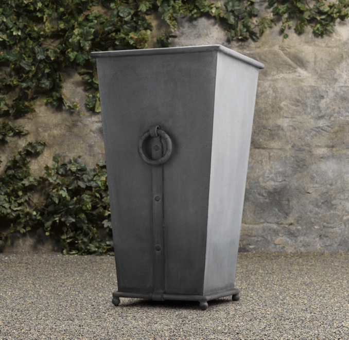 Estate Zinc Ring Square Tall Planter