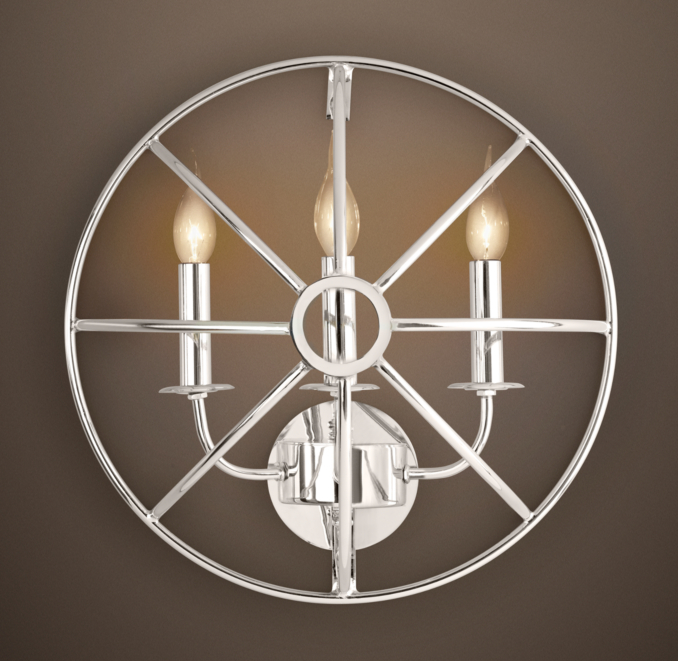 Foucault's Iron Orb Sconce Polished Nickel