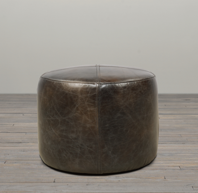 20" Cooper Leather Round Ottoman