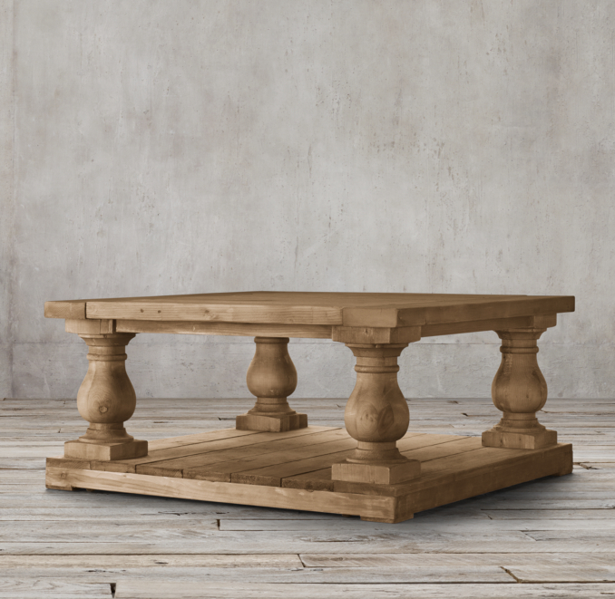 Balustrade Salvaged Wood Coffee Table Square