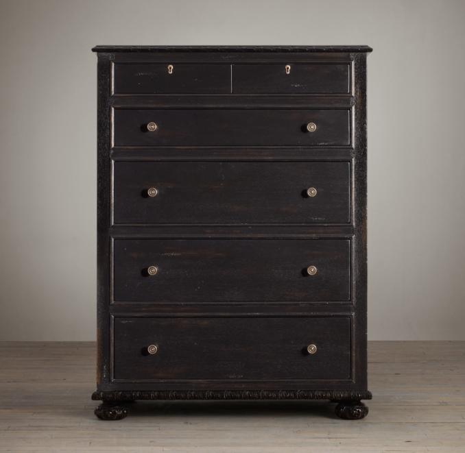 French Empire 6-Drawer Narrow Dresser