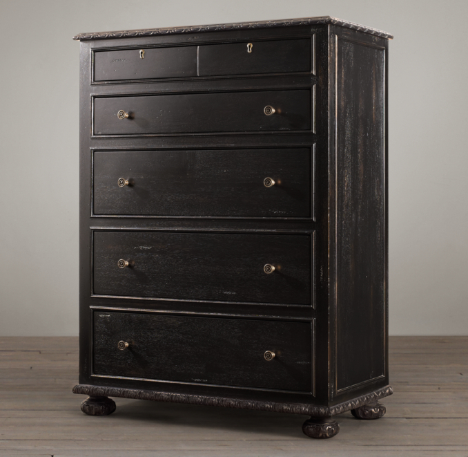 French Empire 6-Drawer Narrow Dresser