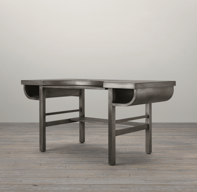 French Factory Metal Desks Gun Metal
