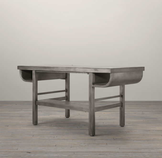 French Factory Metal Desks Gun Metal