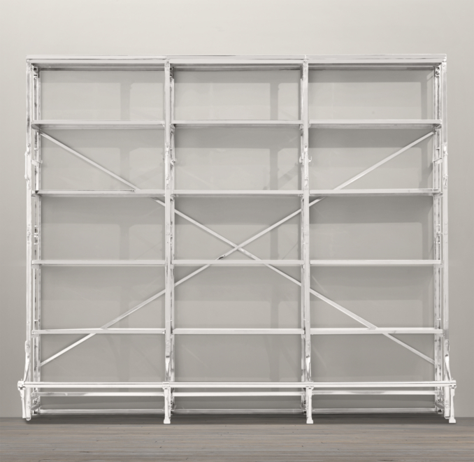 108" French Library Shelving Polished Stainless Steel