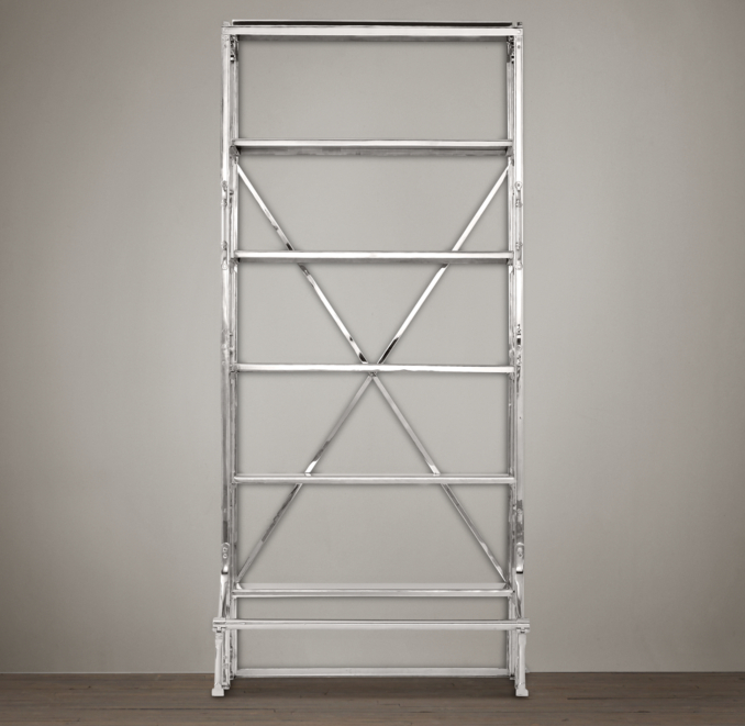 42" French Library Shelving Polished Stainless Steel