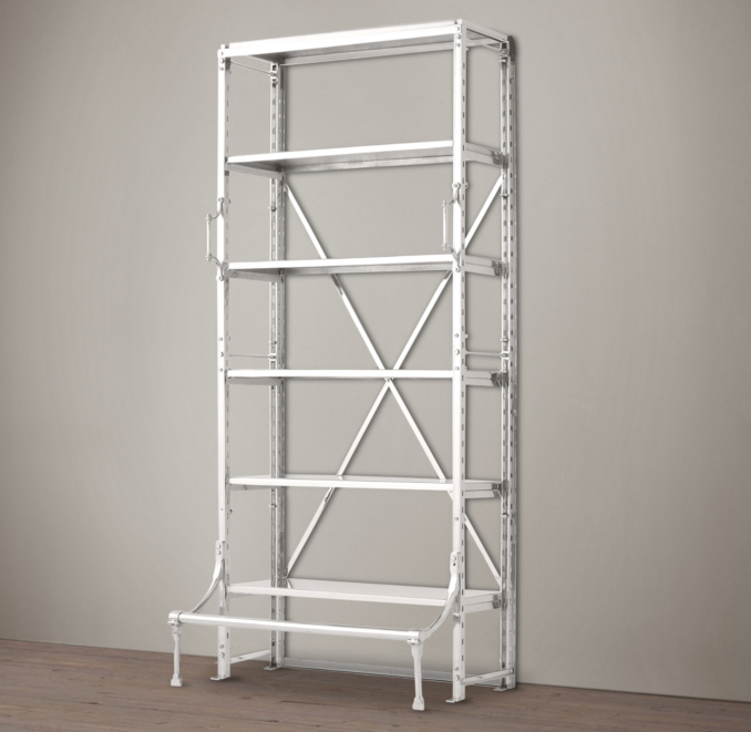 42" French Library Shelving Polished Stainless Steel