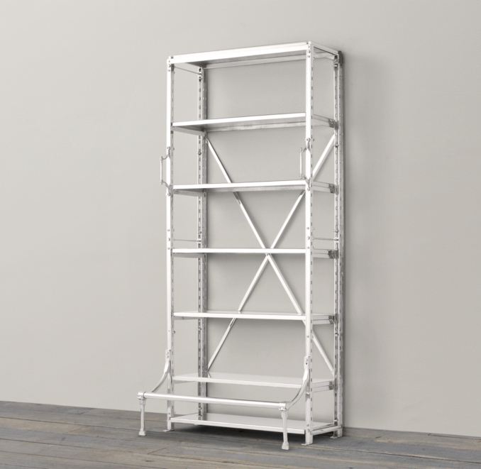 42" French Library Shelving Polished Stainless Steel