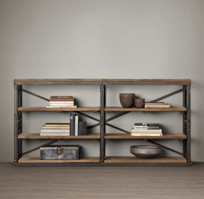 French Library Console - Natural Antiqued Iron