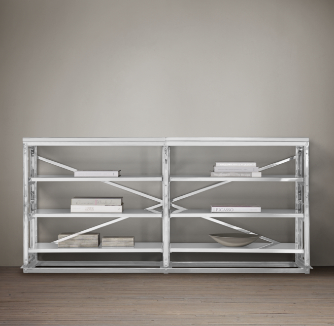 French Library Console - Polished Stainless Steel