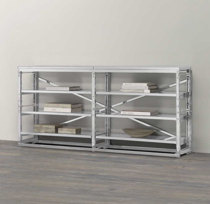 French Library Console - Polished Stainless Steel