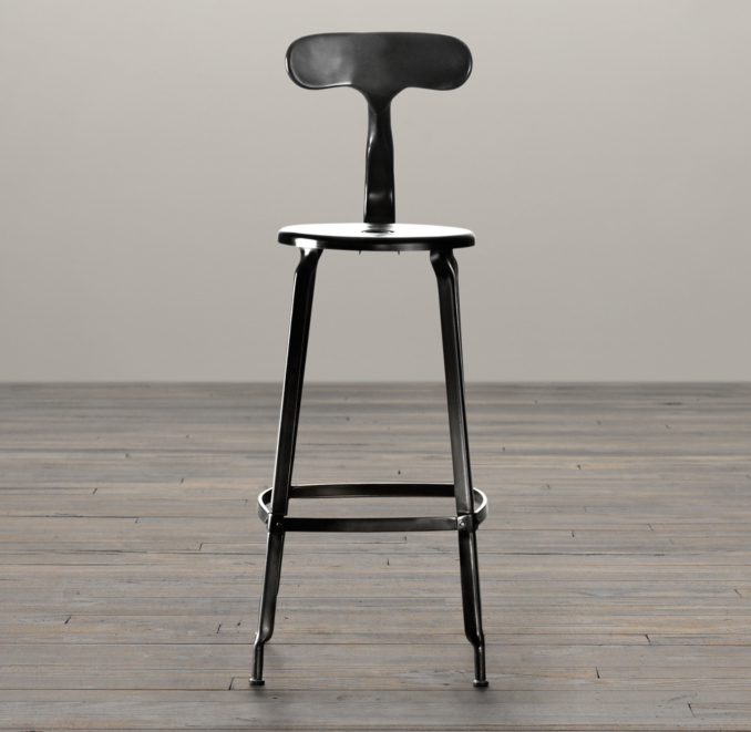 French T Back Barstool Matte Black