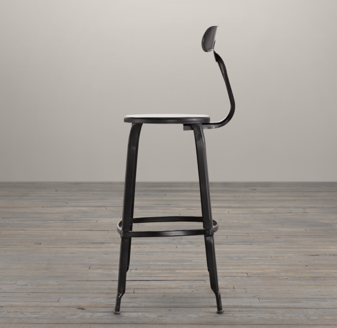 French T Back Barstool Matte Black