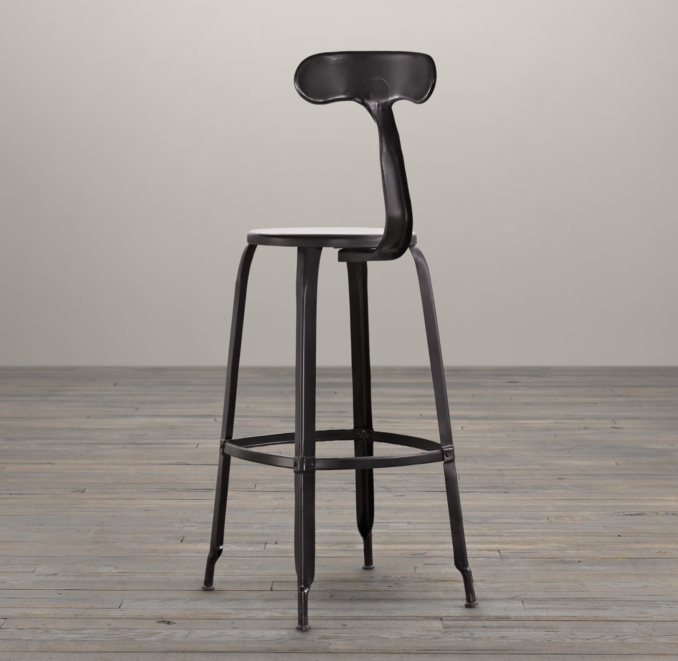 French T Back Barstool Matte Black