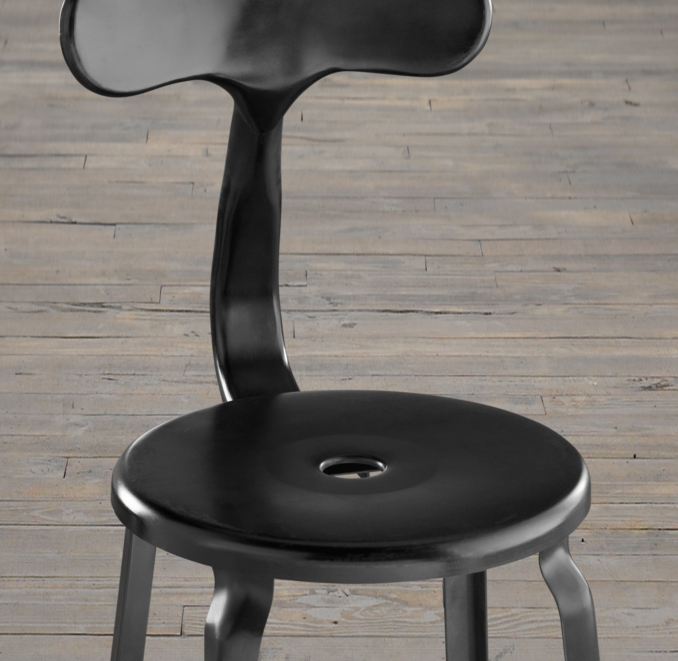 French T Back Barstool Matte Black