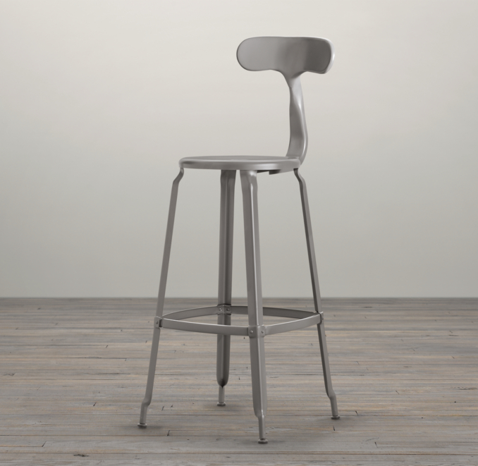 French T Back Barstool Matte Grey