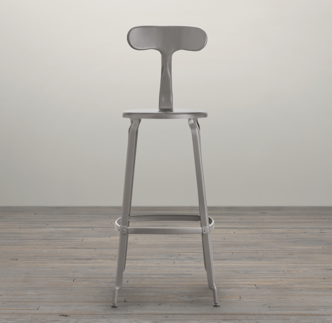 French T Back Barstool Matte Grey