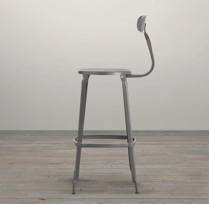 French T Back Barstool Matte Grey