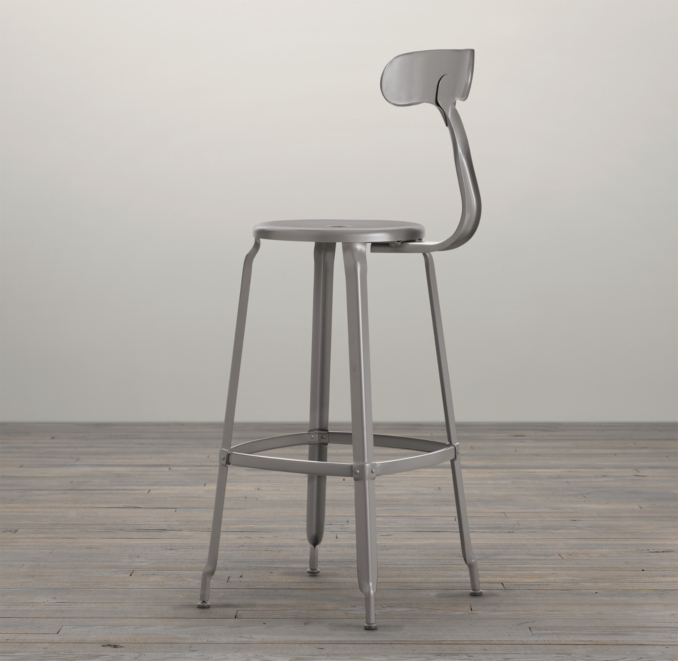 French T Back Barstool Matte Grey