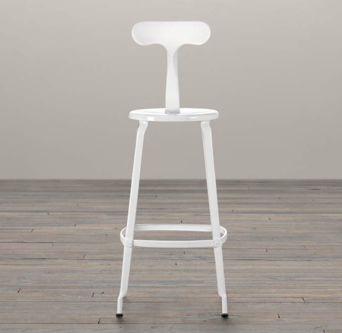 French T Back Barstool White