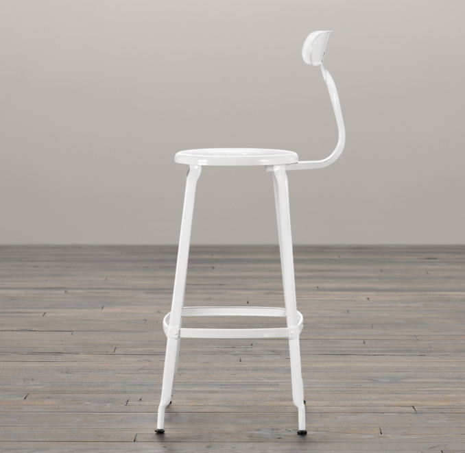 French T Back Barstool White