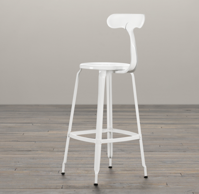 French T Back Barstool White