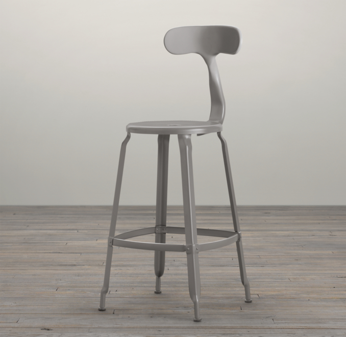 French T Back Counter Stool Matte Grey