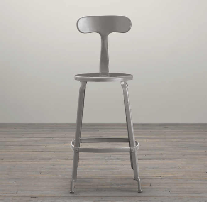 French T Back Counter Stool Matte Grey