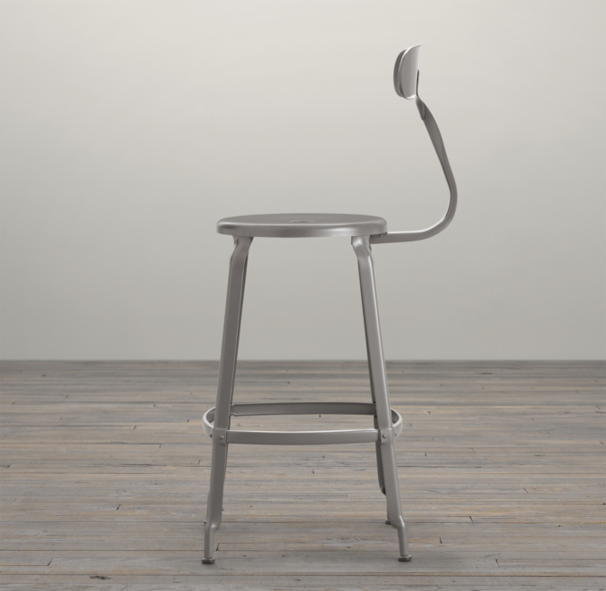 French T Back Counter Stool Matte Grey