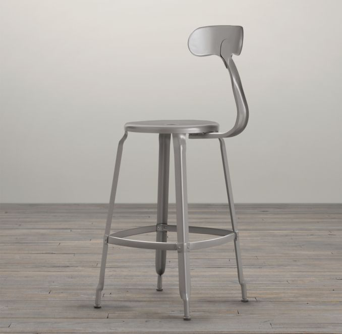 French T Back Counter Stool Matte Grey