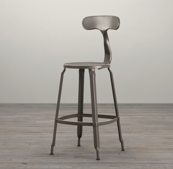 French T Back Counter Stool Gun Metal