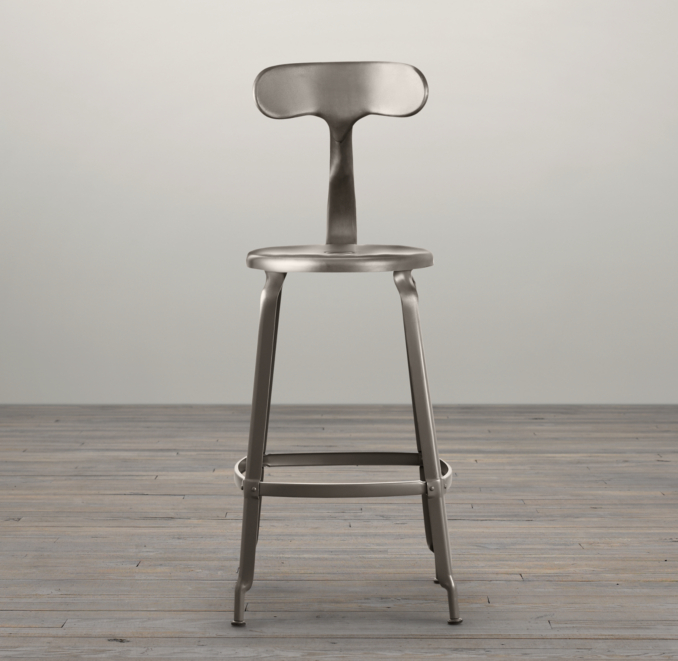 French T Back Counter Stool Gun Metal