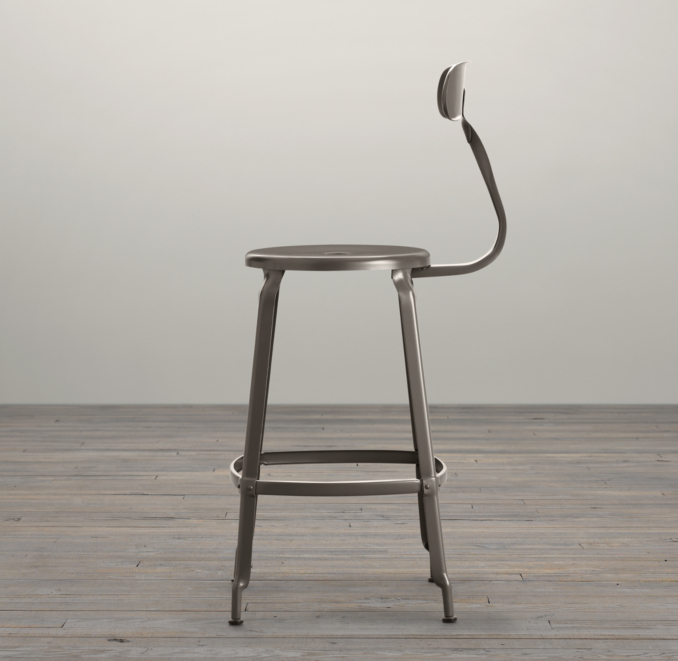 French T Back Counter Stool Gun Metal