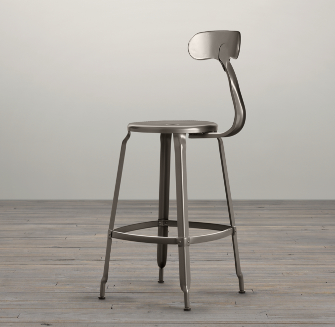 French T Back Counter Stool Gun Metal
