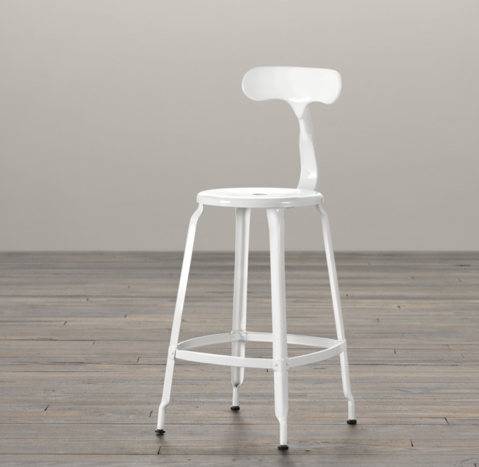 French T Back Counter Stool White