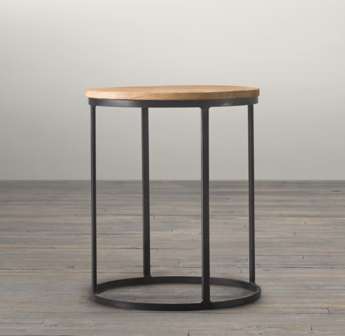 19" Watts Reclaimed Oak Round Side Table (Set of 2)