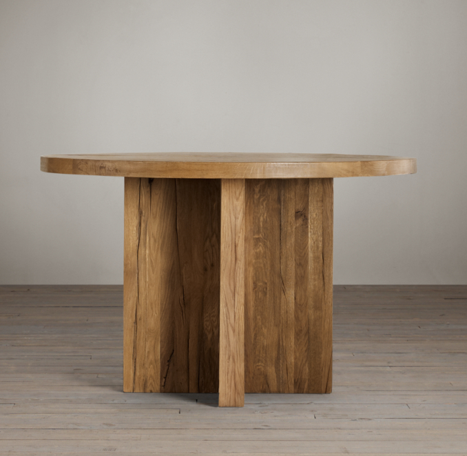 Reclaimed Russian Oak Plank Round Dining Table