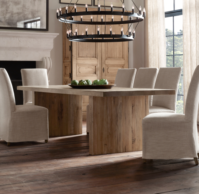 Reclaimed Russian Oak Plank 60" Rectangle Dining Table