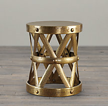 Spanish Colonial Drum Table Antique Brass