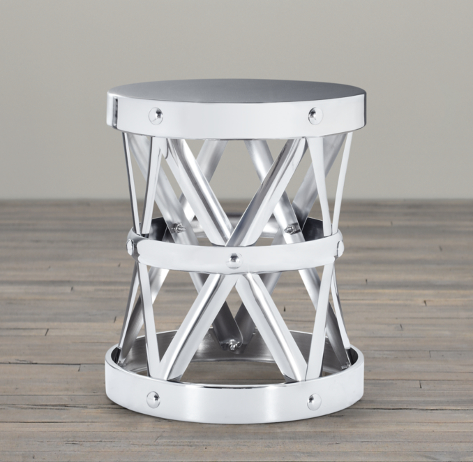 Spanish Colonial Drum Table Nickel (Set of 2)