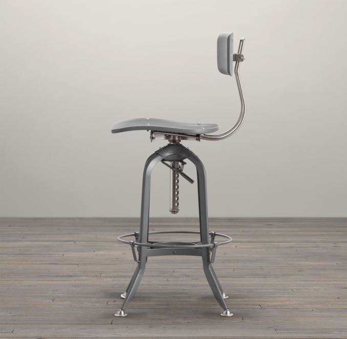 Vintage Toledo Bar Chair Grey Enamel