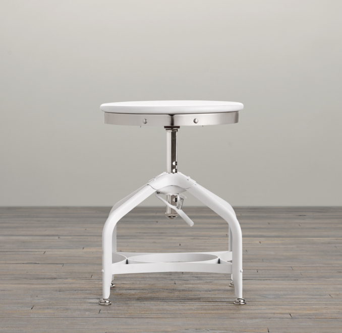 Vintage Toledo Dining Stool White Enamel