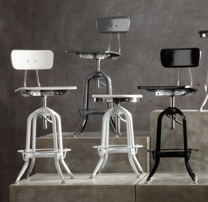 Vintage Toledo Barstool White Enamel