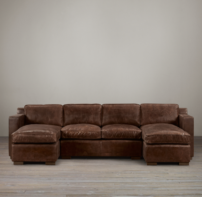 Collins Leather U-Chaise Sectional