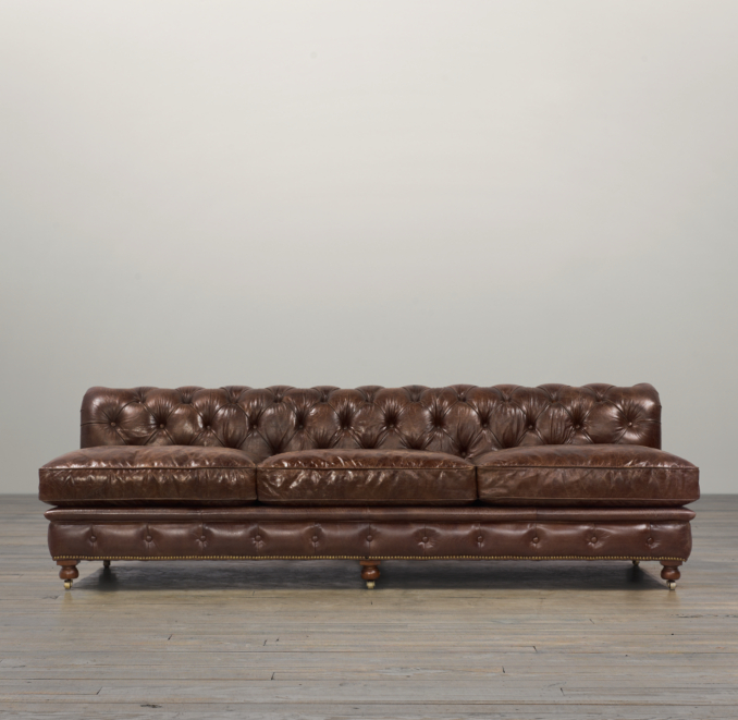 96" Kensington Leather Armless Sofa