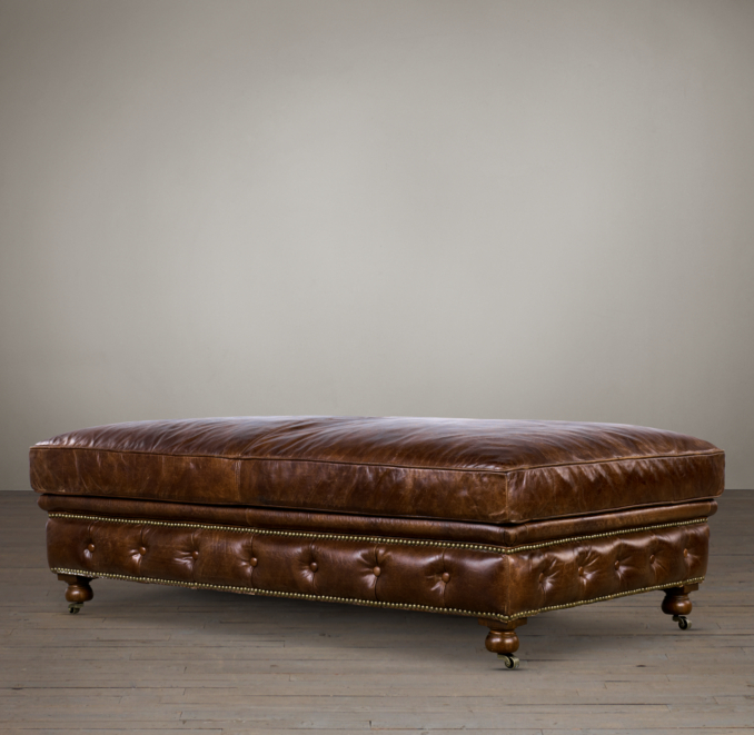 Kensington Leather Coffee Ottoman