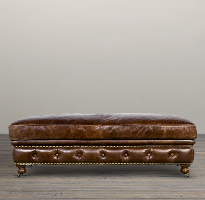 Kensington Leather Coffee Ottoman