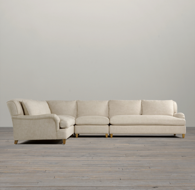 Belgian Classic Roll Arm Upholstered L-Sectional
