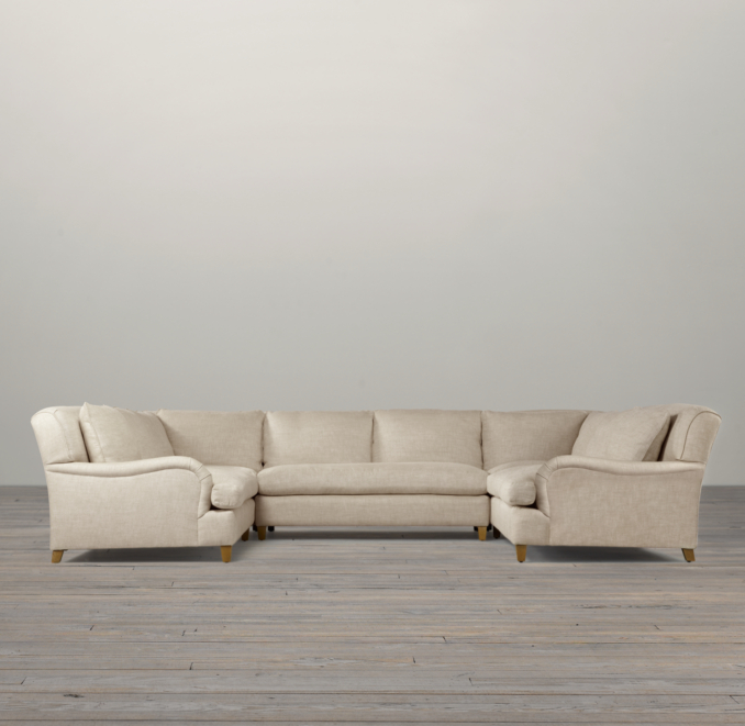 Belgian Classic Roll Arm Upholstered U-Sofa Sectional
