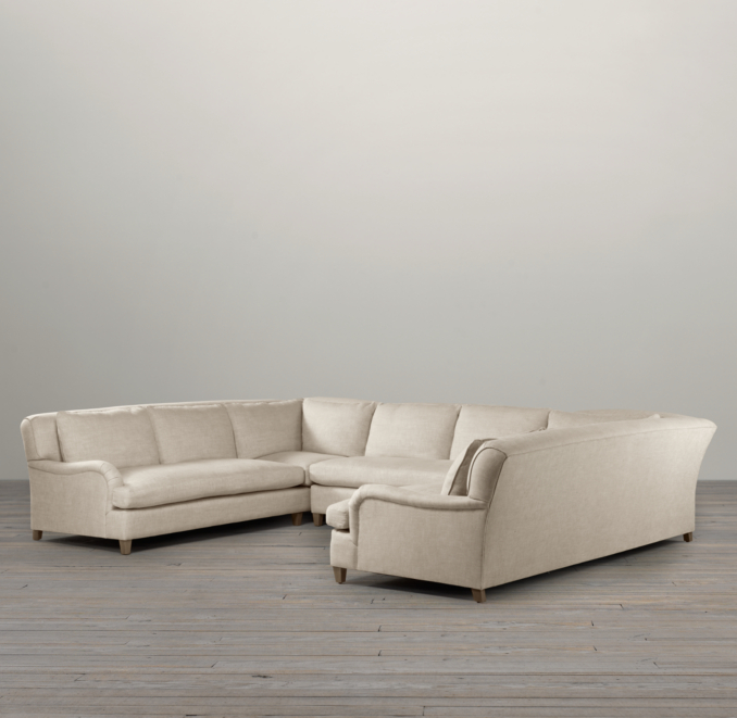 Belgian Classic Roll Arm Upholstered U-Sofa Sectional